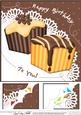8 x 8 Fondant Fancies Birthday Cakes Scalloped Corner Topper
