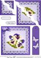 Pansy on Butterfly Lace Quick Card Wavy Corner Side Stacker