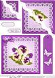 Pansy on Butterfly Lace Quick Card Wavy Corner Side Stacker