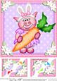 8 x 8 Zoe Piggy's Easter Bunny Ears Scalloped Corner