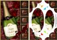 A5 Birthday Champers Chocs N Roses Scallop Corner & Pyramage