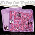 3D 50th Birthday Janine Bags & Shoes Pop Out Word Card