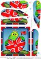 Freddy Frog Union Jack Flag Heart Fan Pyramage Topper