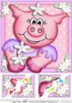 8 x 8 Zoe Piggy's Flowers Scalloped Corner Topper