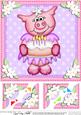 8 x 8 Zoe Piggy's Irthday Cake Scalloped Corner Topper
