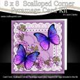 8 x 8 Butterflies and Flowers on Lace Scalloped Corner Kit