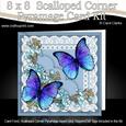 8 x 8 Butterflies and Flowers on Lace Scalloped Corner Kit