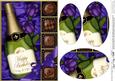 A5 Birthday Champers Chocs & Roses Oval Pyramage Topper