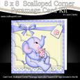 8 x 8 Baby Elephant Lil's Flowers Scalloped Corner Kit