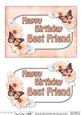 5x7 Birthday Best Friend Flowers & Butterflies 3D Decoupage