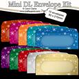 10 Mini Dl (80 x 215mm) Xmas Brights Snowflakes Envelope Kit