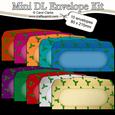 10 Mini Dl (80 x 215mm) Xmas Brights Holly Envelopes
