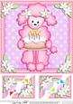 8 x 8 Bon Bon Poodle's Birthday Cake Scalloped Topper