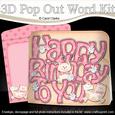 3D Birthday Cats Pop Out Word Card