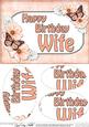 A5 Birthday Wife Butterflies & Flowers Oval Pyramage Topper