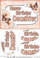A5 Birthday Daughter Butterflies & Flowers Oval Pyramage