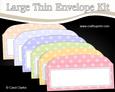 6 Large Slim Pastel Spotty Dotty Envelopes Kit