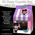 3D Xmas Little Cat Milk Carton Cupcake or Treat Box