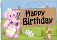 A4 Lola Elephant's Champagne Birthday Card Topper