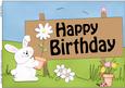 A4 Little Bunny's Flower Birthday Card Topper
