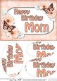 A5 Birthday Mom Butterflies & Flowers Oval Pyramage Topper