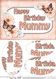 A5 Birthday Mummy Butterflies & Flowers Oval Pyramage Topper