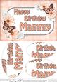 A5 Birthday Mammy Butterflies & Flowers Oval Pyramage Topper