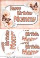 A5 Birthday Mommy Butterflies & Flowers Oval Pyramage Topper