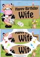 A5 Milly Moo Cow Happy Birthday WIFE Scallop Corners and Pyramage