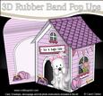 3D Jess Westie Dog Kennel Rubber Band Pop Up Card