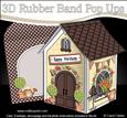 3D Little Country Cottage Rubber Band Pop Up Card