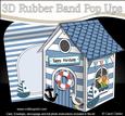 3D Beach Hut Rubber Band Pop Up Card