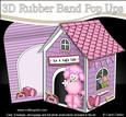 3D Bonbon Poodle Dog's Kennel Rubber Band Pop Up Card