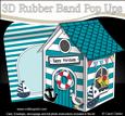 3D Beach Hut Rubber Band Pop Up Card