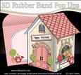3D Little Country Cottage Rubber Band Pop Up Card
