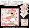 8 x 8 3D Livvy Bear's Cupcakes Mini Kit with 3D Decoupage