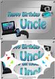A5 Birthday Uncle Gadgets N Gizmos Scallop Corners & Pyram
