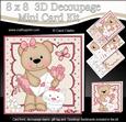 8 x 8 3D Livvy Bear's Love Letter Mini Kit with 3D Decoupage