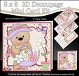 8 x 8 3D Livvy Bear's Flower Basket Mini Kit 3D Decoupage