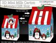 3D Xmas Penguins Milk Carton Money or Treat Box Mini Kit