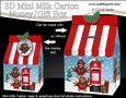 3D Xmas Robins Milk Carton Money or Treat Box Mini Kit