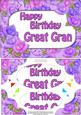 A5 Birthday Great Gran Time for Roses Scallop Corner