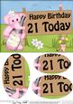 A5 Lola Elephant Birthday 21 Today Oval Pyramage Topper