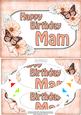 A5 Birthday Mam Butterflies & Flowers Scallop Corner
