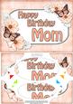 A5 Birthday Mom Butterflies & Flowers Scallop Corner