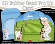 3D Old Man Bert Plays Cricket Rubber Band Pop Up Scene Card