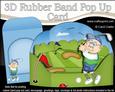 3D Old Man Bert Plays Golf Rubber Band Pop Up Scene Card
