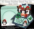 3D Xmas Penguins Rubber Band Pop Up Box Card