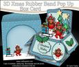 3D Xmas Robins Rubber Band Pop Up Box Card