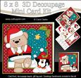 8x8 Xmas Livvy Bear Snowball Fight Mini Kit 3D Decoupage